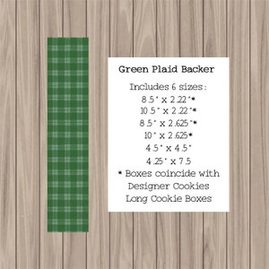 Printable Cookie Card - Green Plaid Backer - 6 sizes