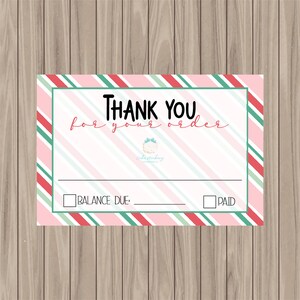 Printable Cookie Card - Thank You For Your Order -2&quot;x3&quot;