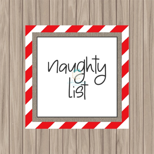Printable Tag - Naughty List - 2" Square