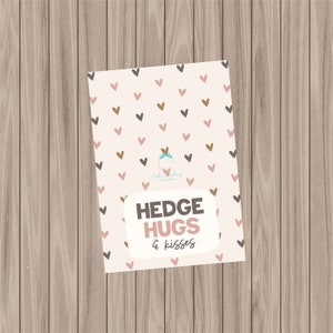 Cartão de biscoitos para impressão - Ouriços e beijos - 3,5"x5"