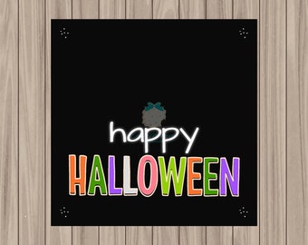 印刷可能なタグ - 暗闇で光るハッピーハロウィーン - 2インチ四方
