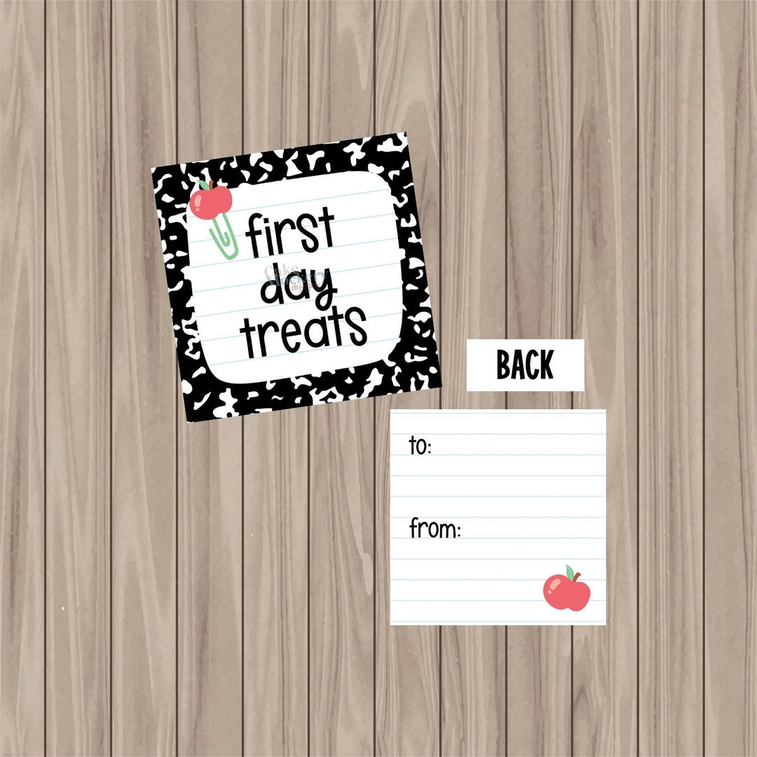 Pre-printed PHYSICAL Tag - First Day Treats - 2" Square - Etsy
