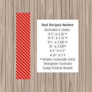 Printable Cookie Card - Red Stripes Backer - 6 sizes