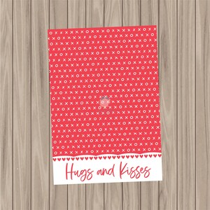 Afdrukbare koekjeskaart - knuffels en kusjes - 3,5"x5"