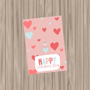 Printable Cookie Card - Happy Valentine&#39;s Day - 3.5&quot;x5&quot;