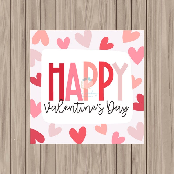 Printable Tag - Happy Valentine's Day - 2" Square