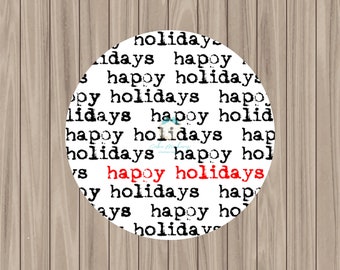 Printable Tag - Happy Holidays Vintage Typewriter  - 2" Circle