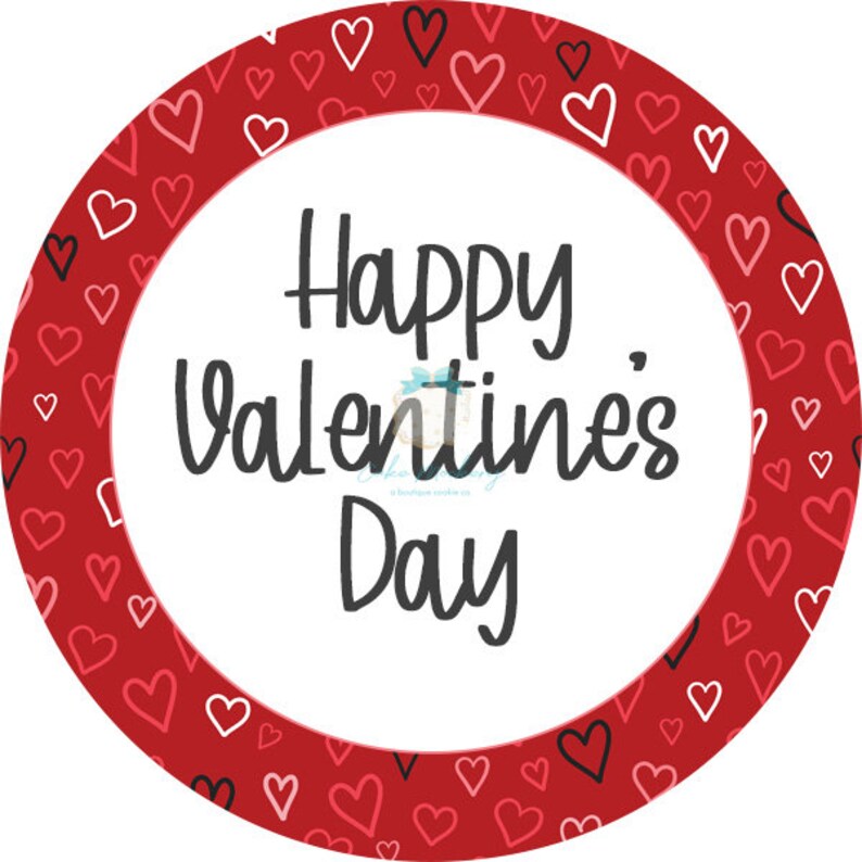 Printable Tag Happy Valentine's Day 2 Circle - Etsy