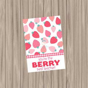 Druckbare Keks-Karte - Your'e the Berry Bester Lehrer! - 3,5 "x15"