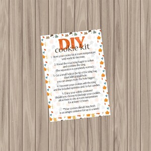 Druckbare Kekskarte - Fall Royal Icing DIY Kekskarte - 3.5 "x5"