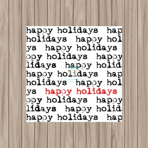 Printable Tag - Happy Holidays Vintage Type - 2&quot; Square