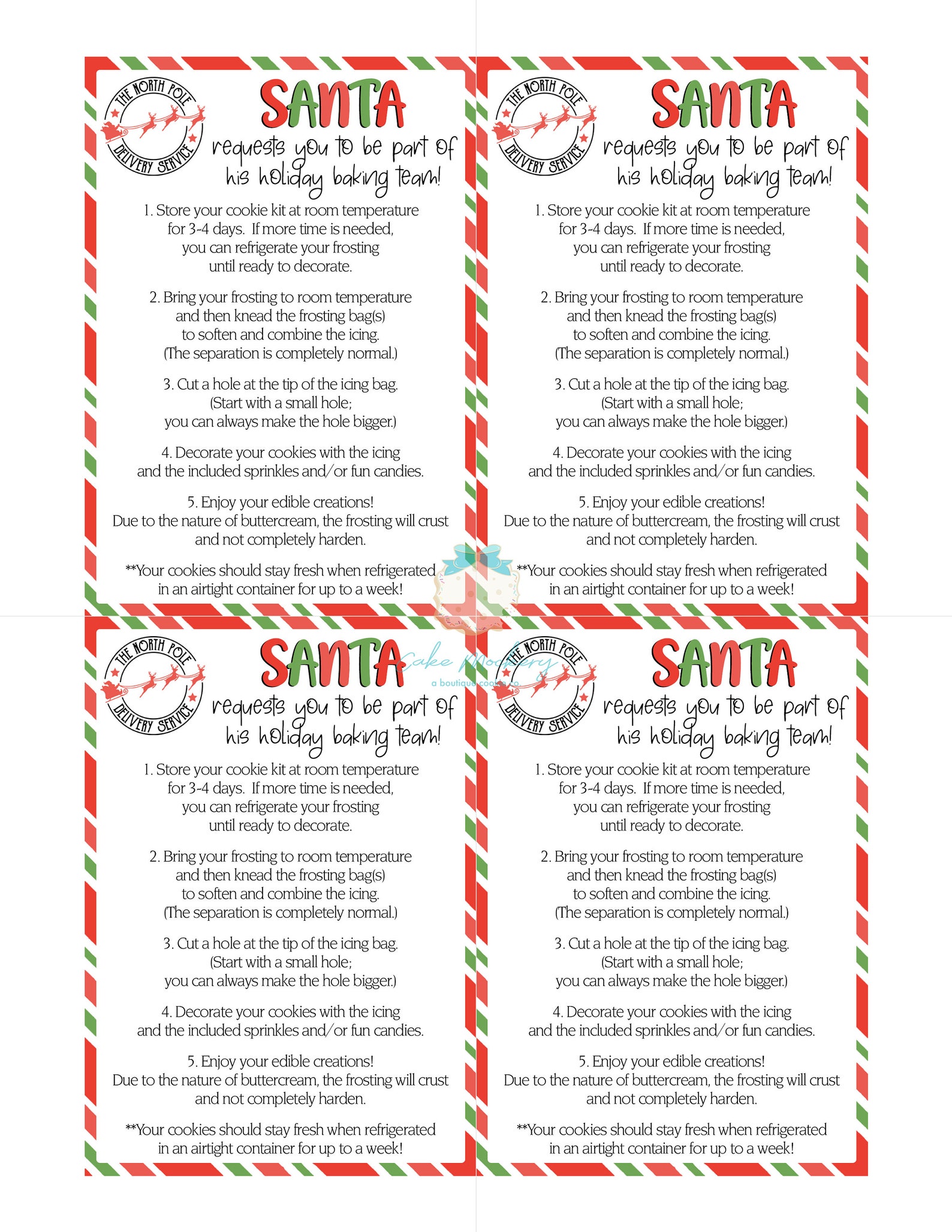 Printable Cookie Card Christmas BUTTERCREAM DIY Cookie Card - Etsy