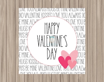 Printable Tag - Happy Valentine's Day - 2" Square