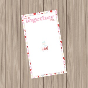 Druckbare Cookie-Karte - "We Go Together Like" Duo Mini Cookie Card Backer - 3,75" x 6,75"