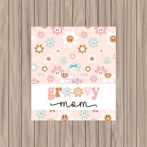 Topper de sac imprimable - Groovy Mom - 3,6" de large x 4" de haut (3,6" x 2" une fois plié)