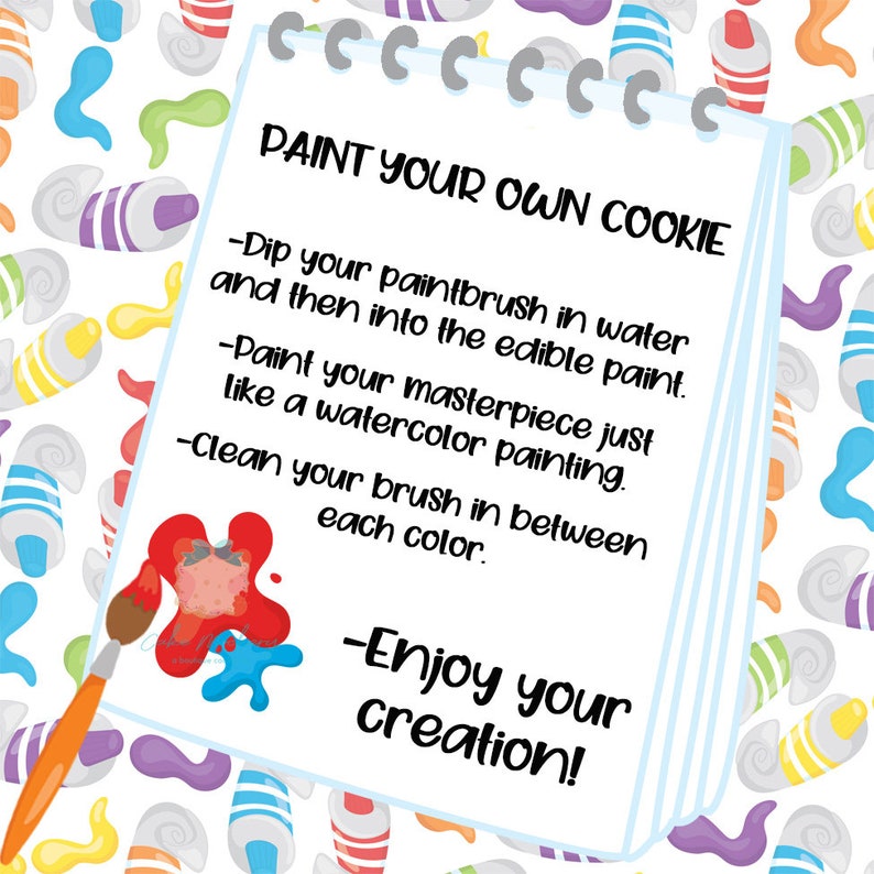 Printable Cookie Card Paint Your Own Cookies 3.25 - Etsy