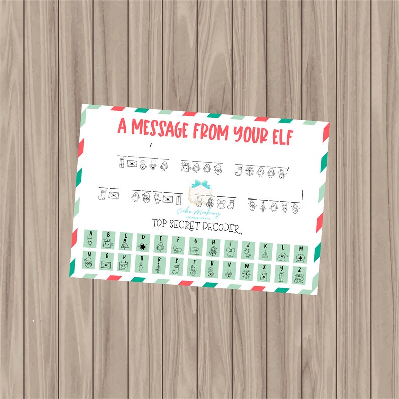 Printable Cookie Card - Christmas Secret Message - 3.5
