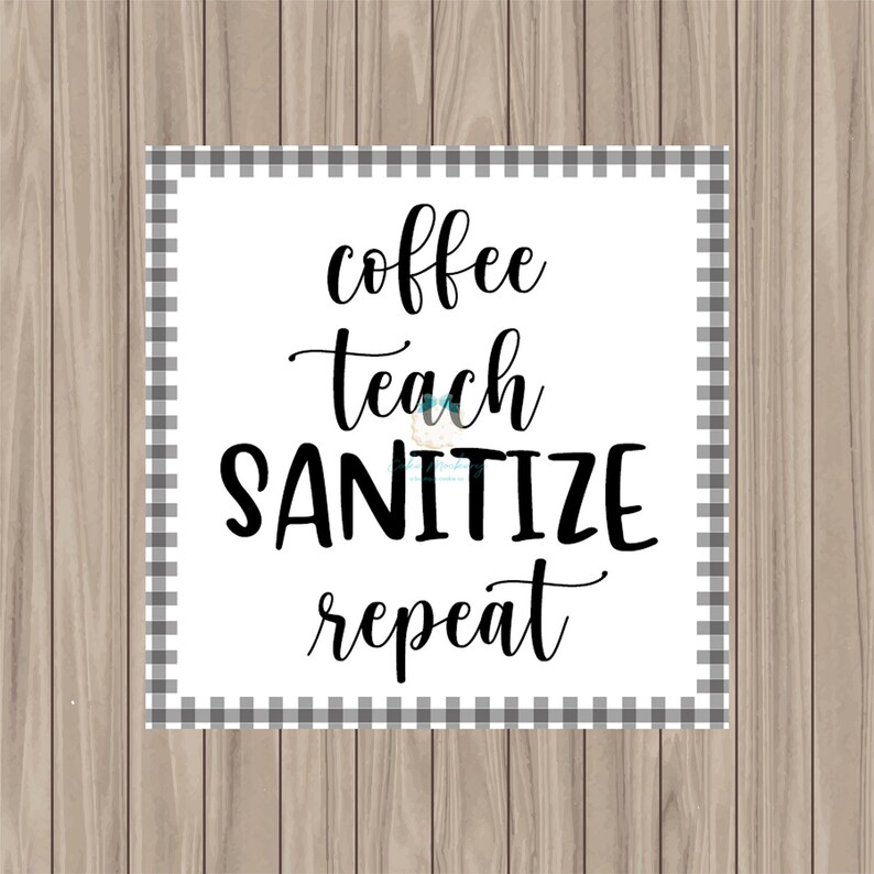 Printable Tag Coffee Teach Sanitize Repeat 2 Etsy
