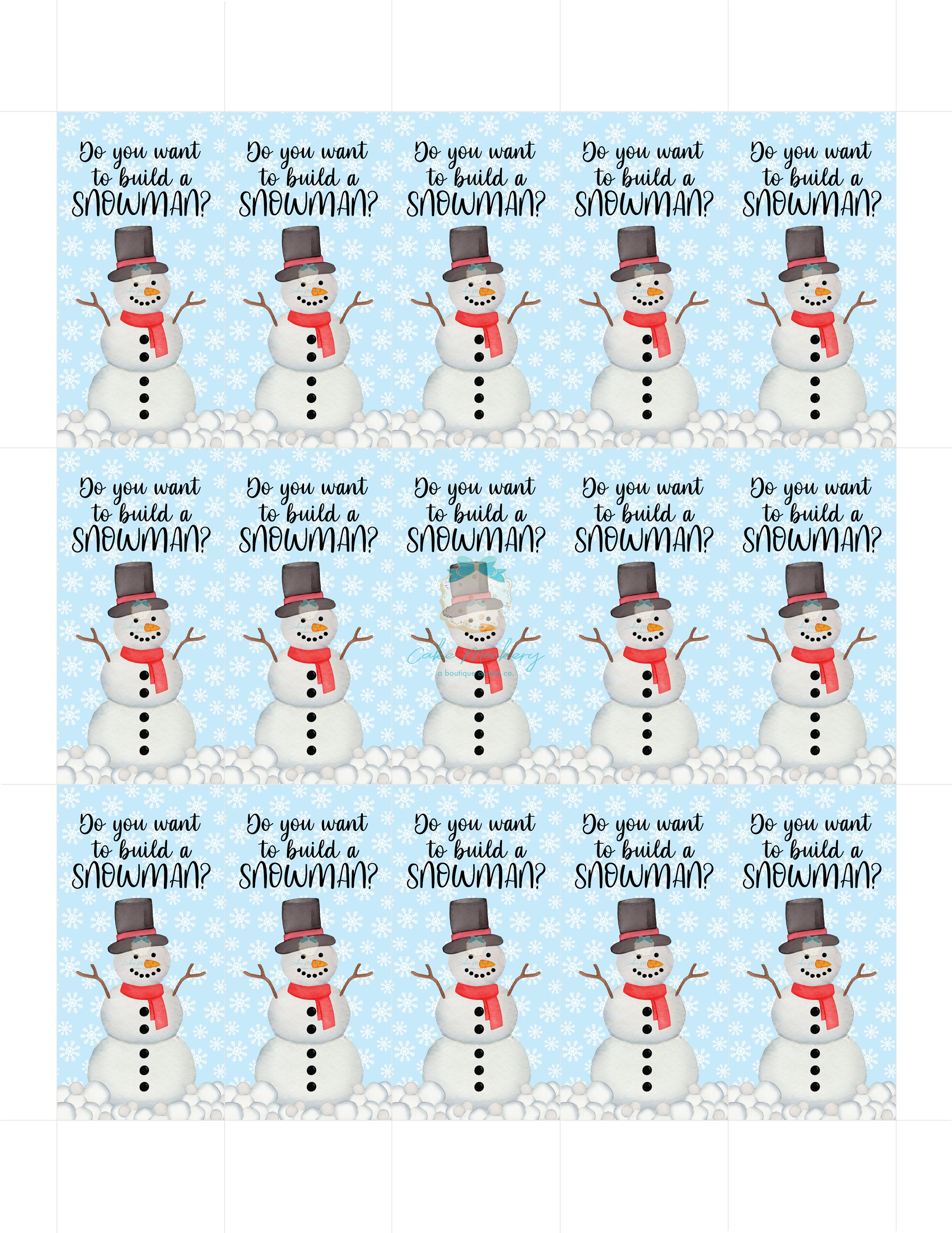 Printable Tag Do You Want to Build a Snowman 1.5x3 