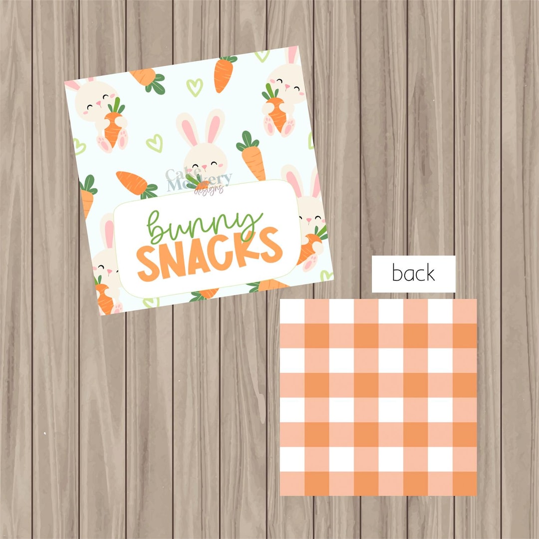 Pre-printed PHYSICAL Tag - Bunny Snacks - 2" X 2" Square - Etsy