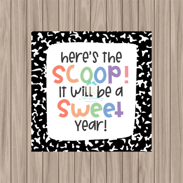 Printable Tag - Here's the Scoop - 2" Square