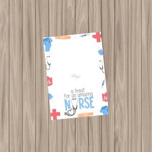 Druckbare Kekskarte - Leckerli für eine wundervolle KRANKENSCHWESTER - 3.5"x5"