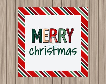 Printable Tag - Merry Christmas - 2" Square