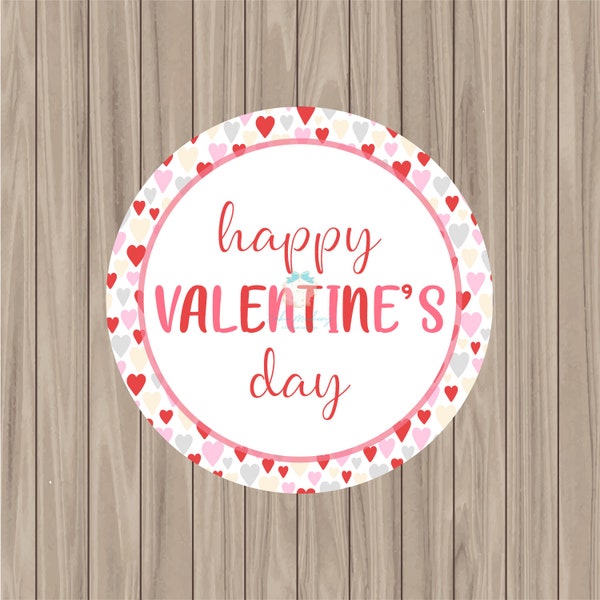 Printable Tag - Happy Valentine's Day - 2" Circle