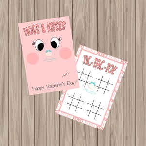 Druckbare Kekskarte - Hogs and Kisses & Tic Tac Toe Bundle - 3,5 "x 15"
