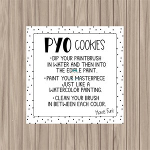 Afdrukbare Cookie Card - Generieke Paint Your Own Cookies - 3,25"