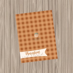 Printable Bag Topper - Thankful and Blessed Gingham- 3&quot; WIDE BAG