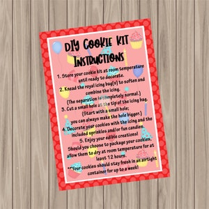 Printable Cookie Card - Birthday Themed DIY Cookie Kit - 3.5&quot;x5&quot;