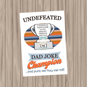 Druckbare Keks-Karte - Undefeated Dad Joke Champion - 3,5 "x 5"