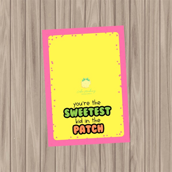 Printable Cookie Card - Sweetest Kid in the Patch - 3.5"x5"