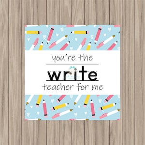 Printable Tag -You're the WRITE Lehrer für mich (Blau) - 2 "Quadrat"