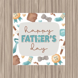Pre-Printed PHYSICAL Tag - Happy Father&#39;s Day - 2&quot; x 2&quot; Square