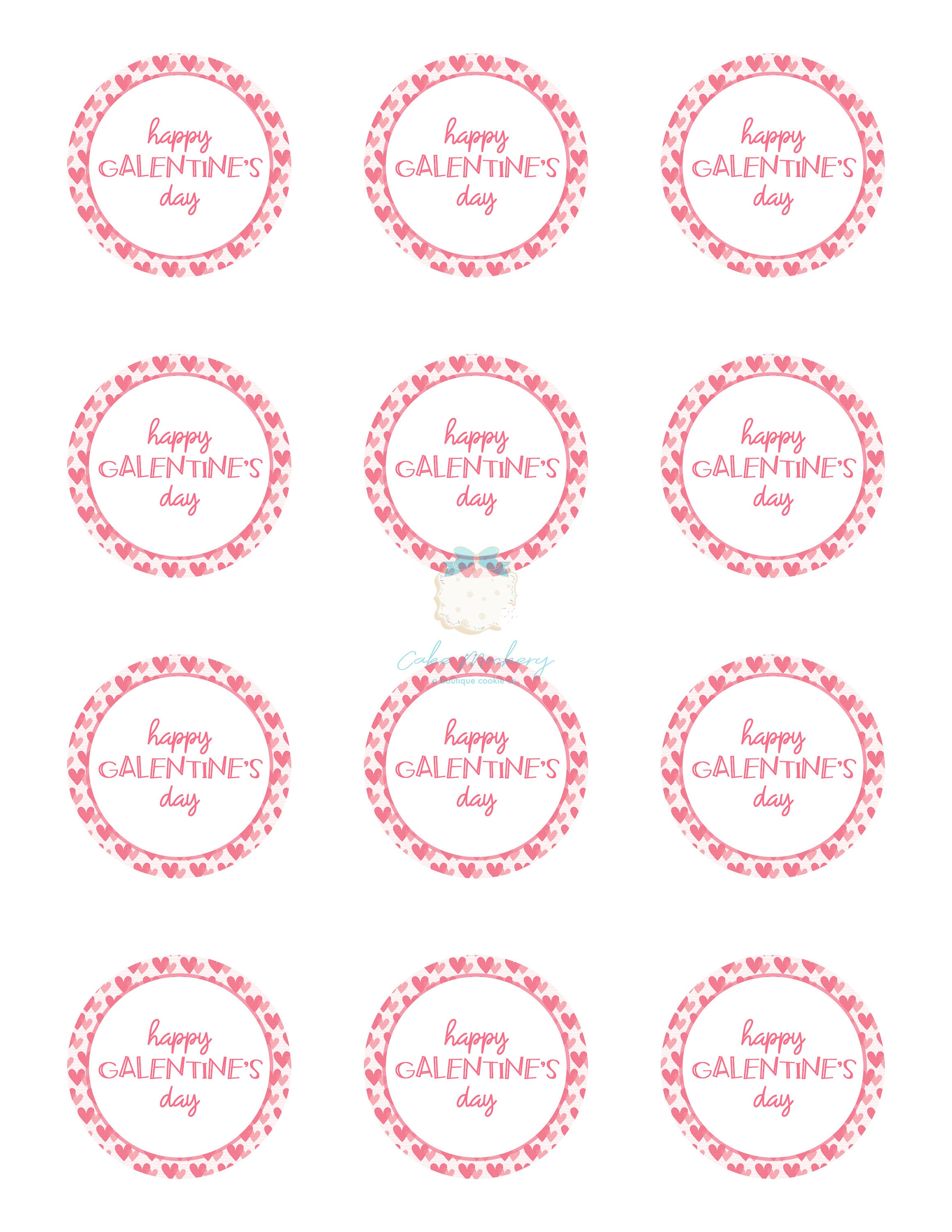 Printable Tag Happy galentine's Day 2 Circle | Etsy