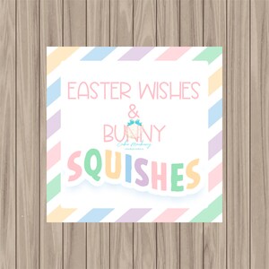 Printable Tag - Easter Wishes and Bunny Squishes - 2&quot; Square
