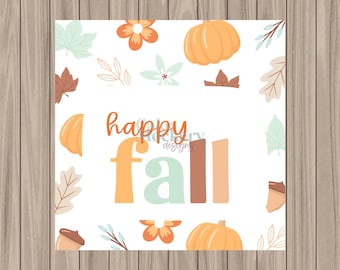 Printable Tag - Happy Fall - 2" Square