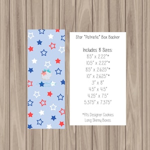 Carte à biscuits imprimable - Star « Patriotic » Backer - 8 tailles