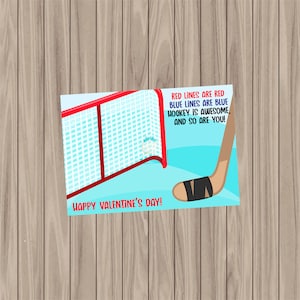 Druckbare Cookie-Karte - Hockey Valentine - 3.5"x15"