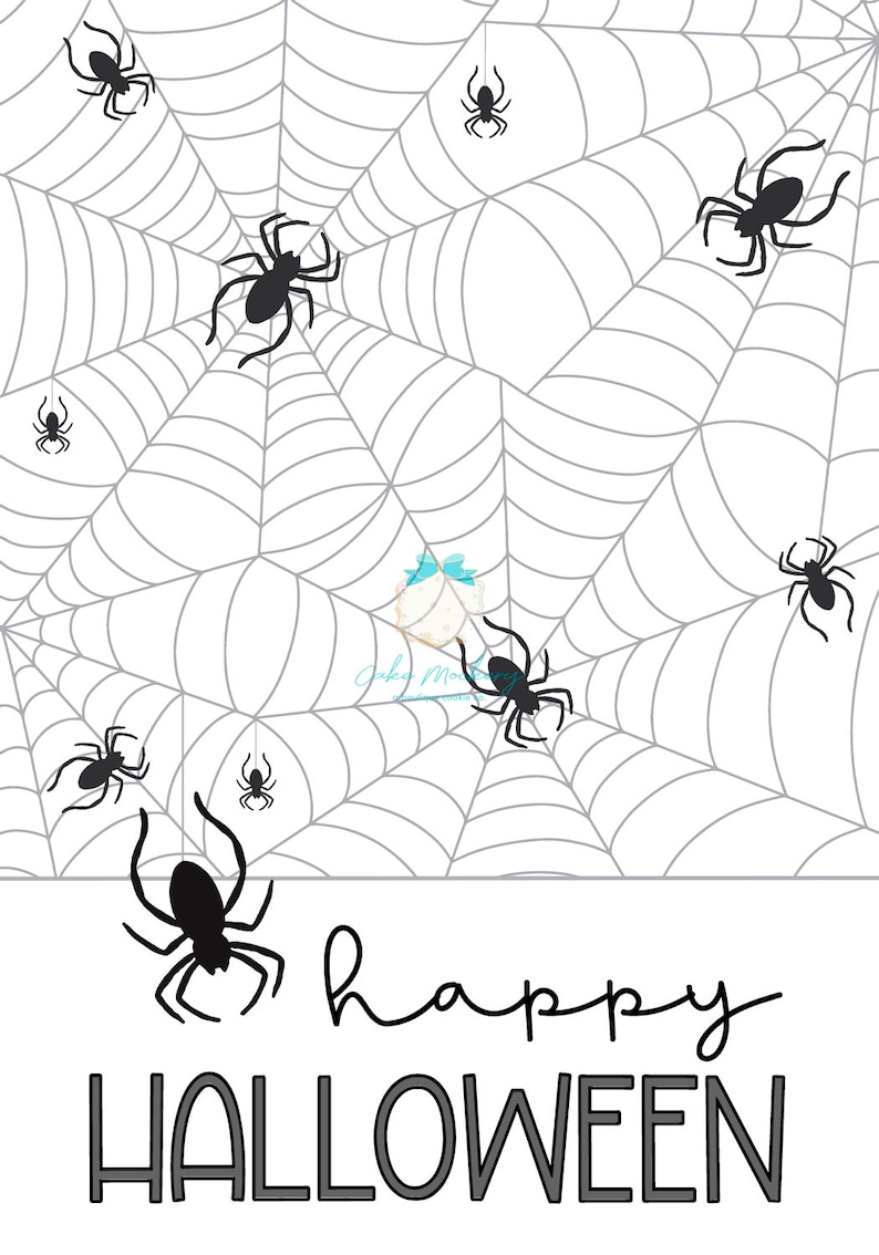 Printable Cookie Card Spider Happy Halloween Etsy