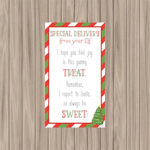 Afdrukbare kaart - Elf Sweet Treats - 2 "x 3,5" (VISITEKAARTJEFORMAAT)