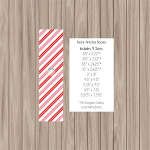 Printable Box/Bag Backer - Red Pink Stripe - 9 sizes