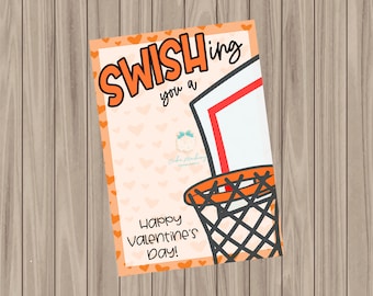 Printable Cookie Card - Swishing You a Happy Valentine's Day - 3.5"x5"