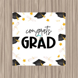 Printable Tag - Congrats Grad - 2" Square