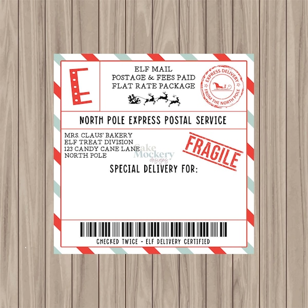 Pre-Printed PHYSICAL Sticker - Elf Delivery Label - 3.25" Square