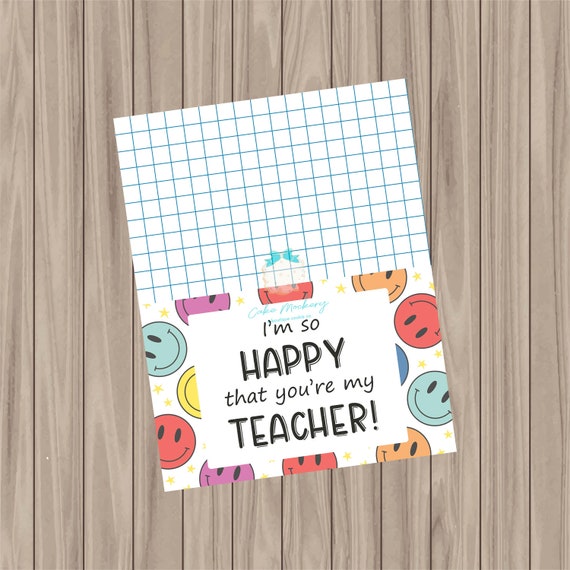 Printable Bag Topper Happy You're My Teacher - Etsy