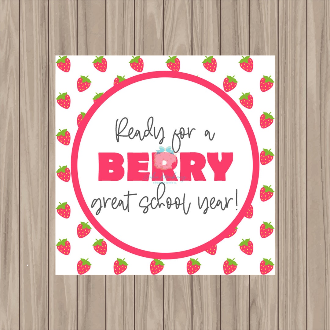 Printable Tag - Ready for a Berry Great School Year - 2" Square - Etsy