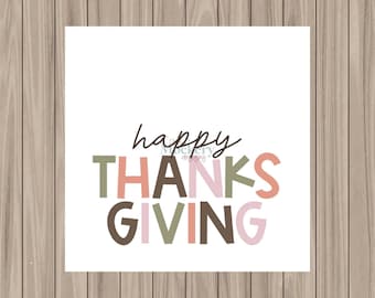 Printable Tag - Happy Thanksgiving - 2" Square